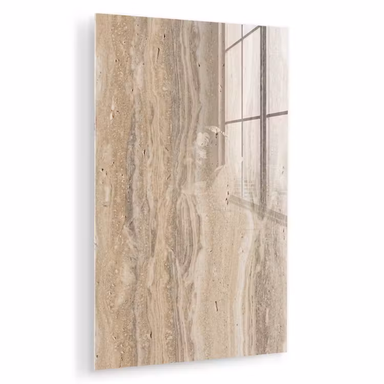 Glas schilderij - Steen - Patroon - Textuur - Natuurlijk - Beige — 1