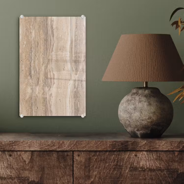 Glas schilderij - Steen - Patroon - Textuur - Natuurlijk - Beige — 4
