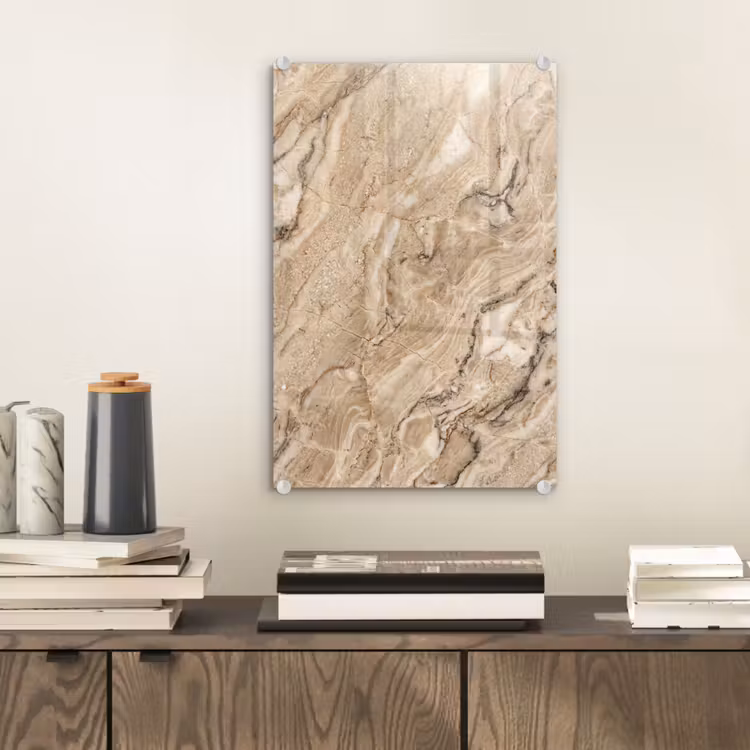 Glas schilderij - Textuur - Aders - Abstract - Modern - Beige — 2