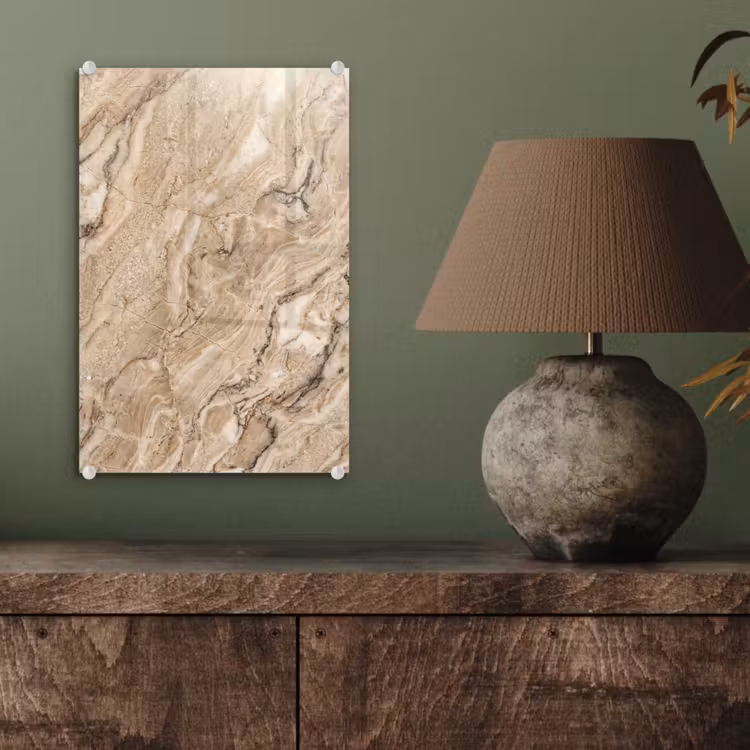 Glas schilderij - Textuur - Aders - Abstract - Modern - Beige — 4