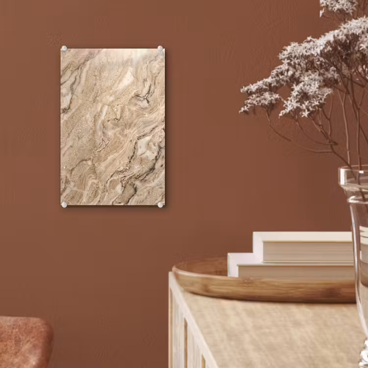 Glas schilderij - Textuur - Aders - Abstract - Modern - Beige — 6