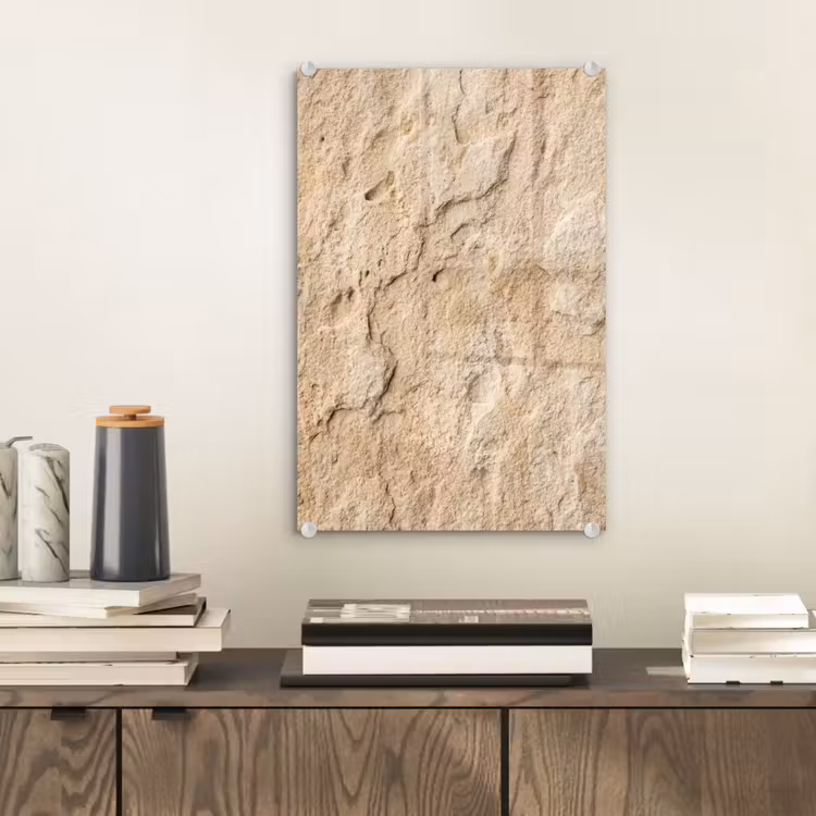Glas schilderij - Textuur - Steen - Natuur - Beige — 2