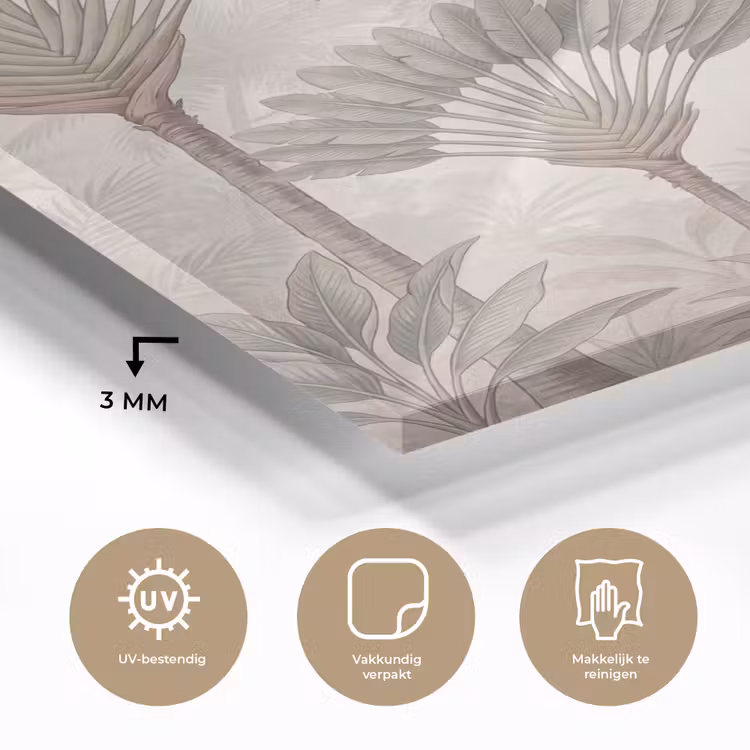 Glas schilderij - Vogel - Tropisch - Jungle - Natuur - Beige — 3