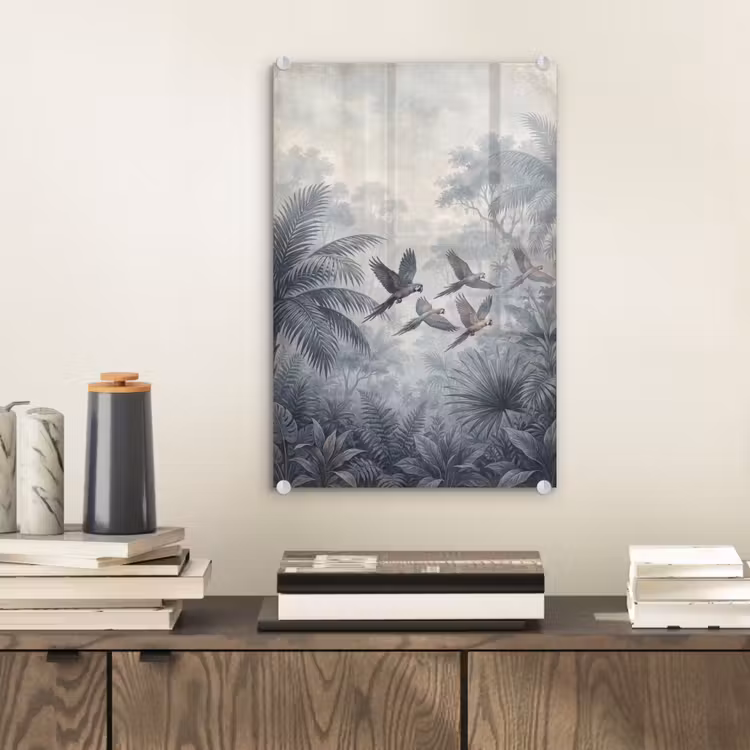 Glas schilderij - Vogel - Vliegend - Jungle - Vintage - Dieren — 2