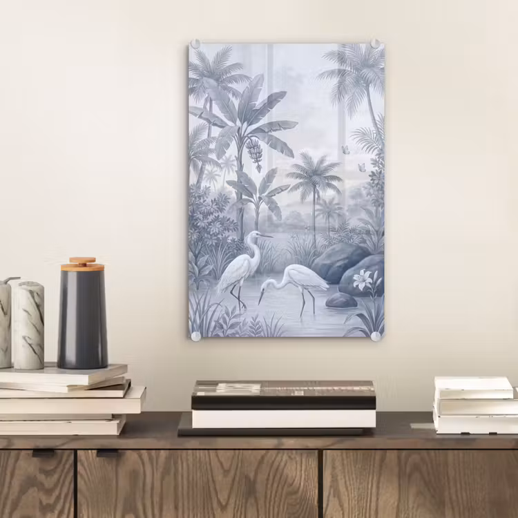 Glas schilderij - Vogel - Water - Tropisch - Natuur - Blauw — 2