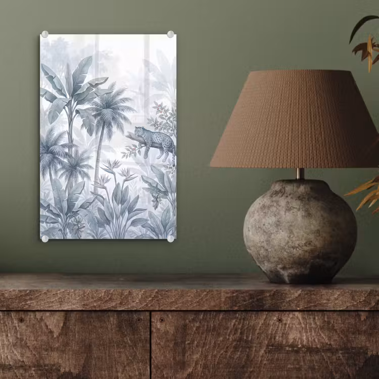 Glas schilderij - Kat - Tropisch bos - Modern - Grijs — 4