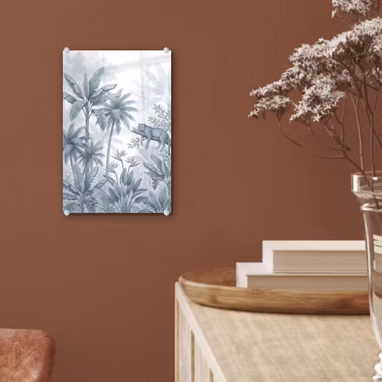 Glas schilderij - Kat - Tropisch bos - Modern - Grijs — 6