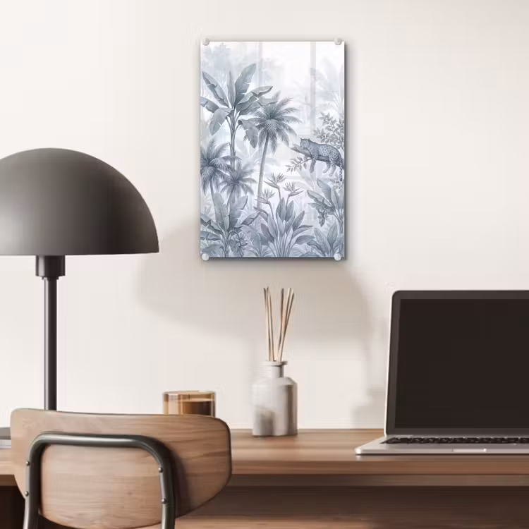 Glas schilderij - Kat - Tropisch bos - Modern - Grijs — 7