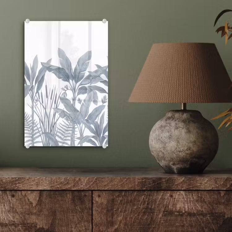 Glas schilderij - Planten - Bladeren - Natuur - Grijs — 4