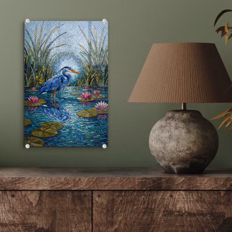 Glas schilderij - Vogel - Water - Natuur - Abstract - Blauw — 4