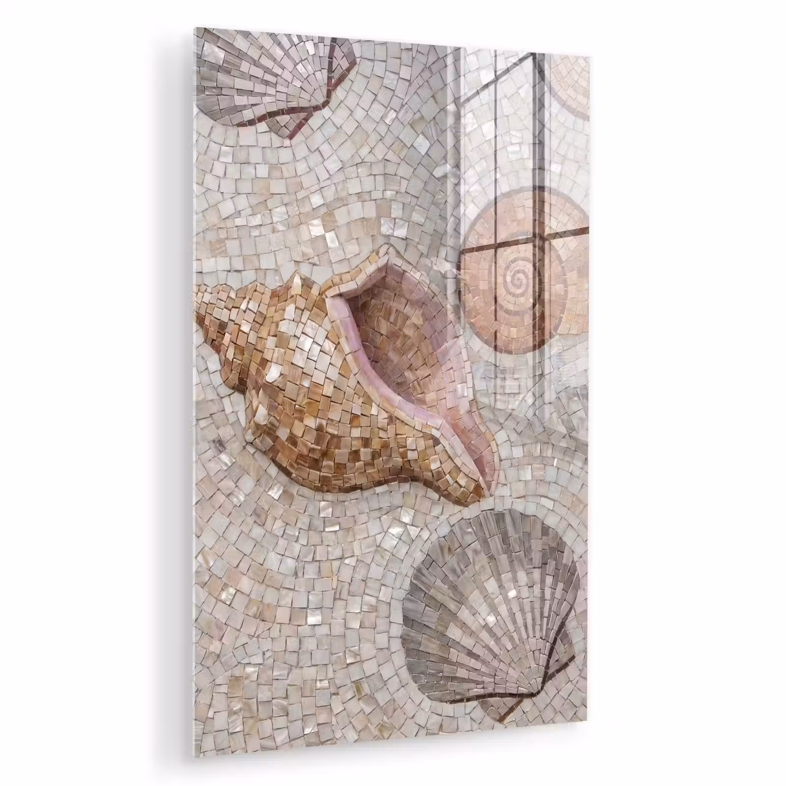 Glas schilderij - Schelp - Mozaïek - Zee - Beige - Modern — 1