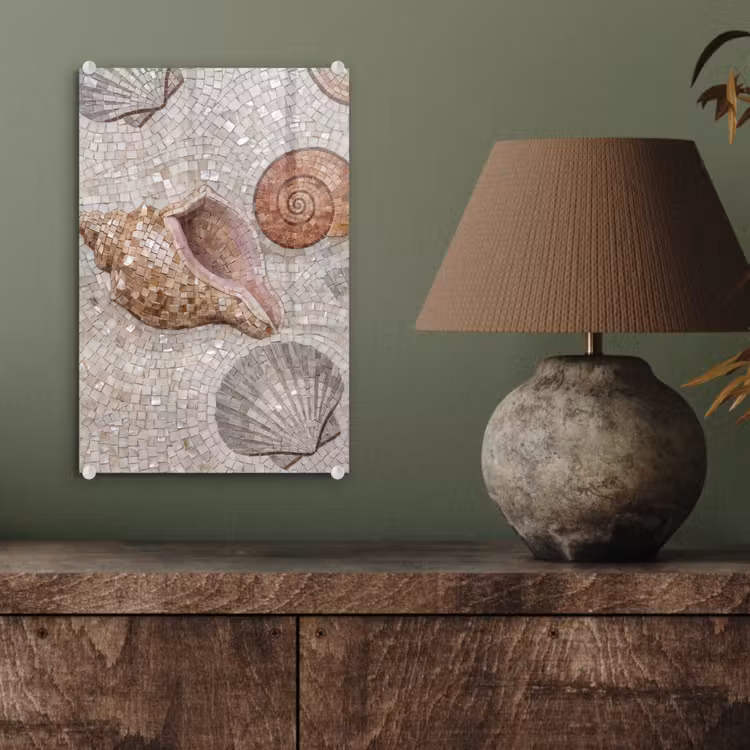 Glas schilderij - Schelp - Mozaïek - Zee - Beige - Modern — 4