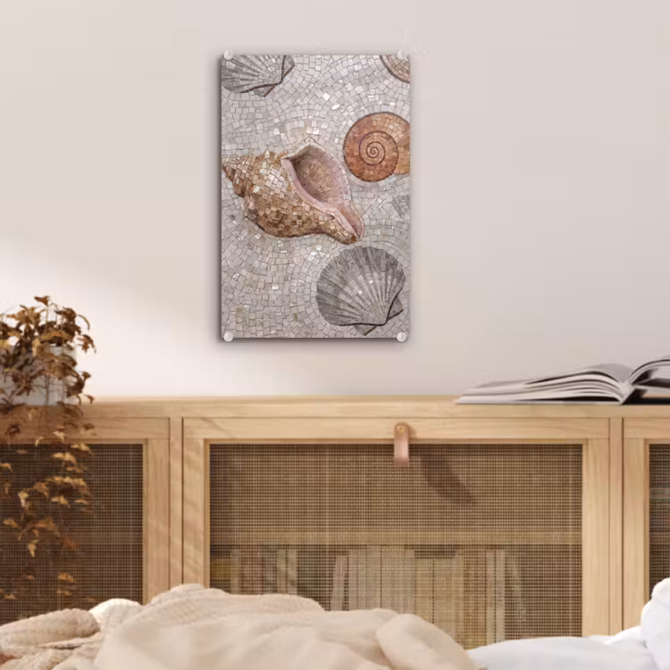 Glas schilderij - Schelp - Mozaïek - Zee - Beige - Modern — 5