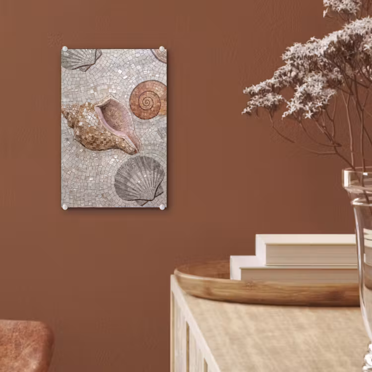 Glas schilderij - Schelp - Mozaïek - Zee - Beige - Modern — 6