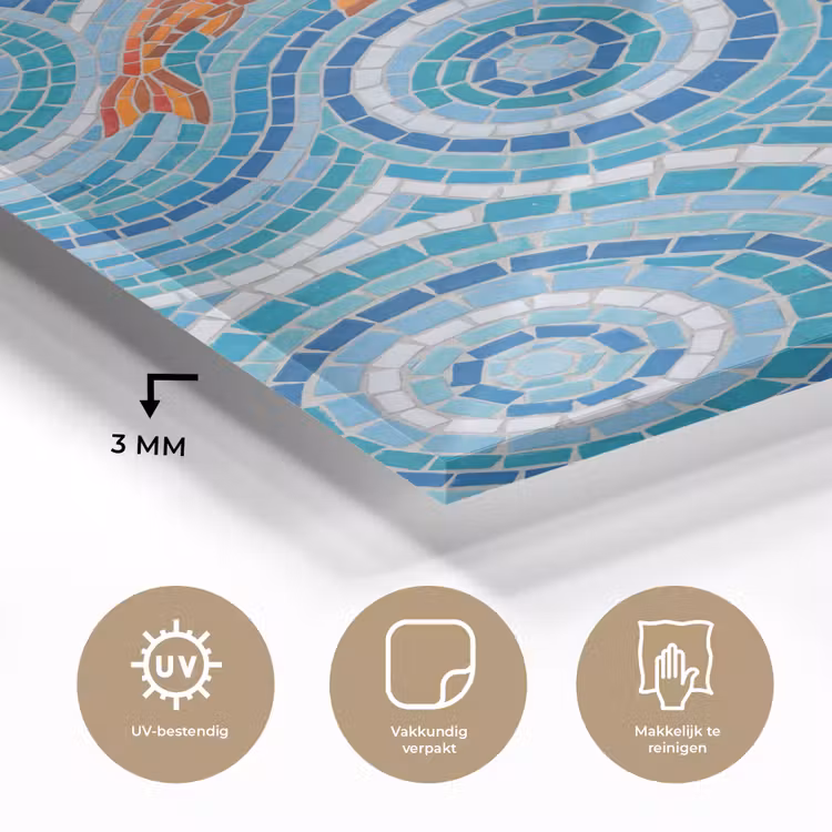 Glas schilderij - Vis - Mozaïek - Water - Decoratief - Blauw — 3