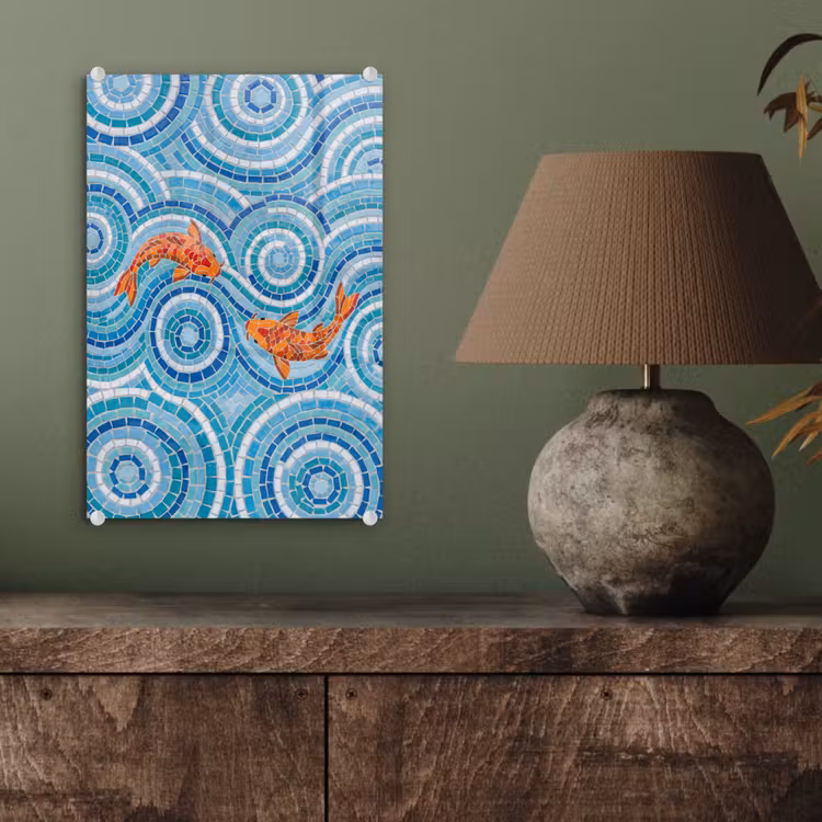Glas schilderij - Vis - Mozaïek - Water - Decoratief - Blauw — 4