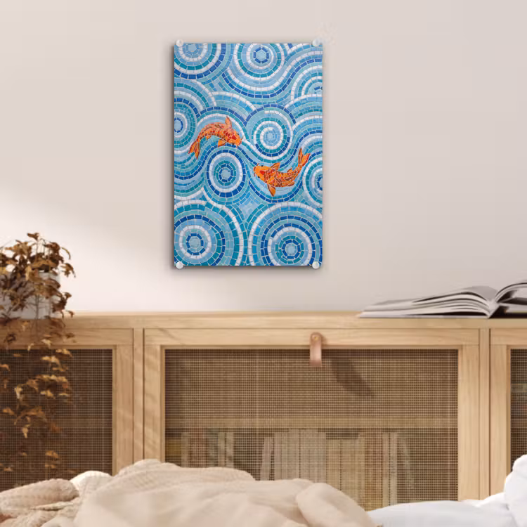 Glas schilderij - Vis - Mozaïek - Water - Decoratief - Blauw — 5