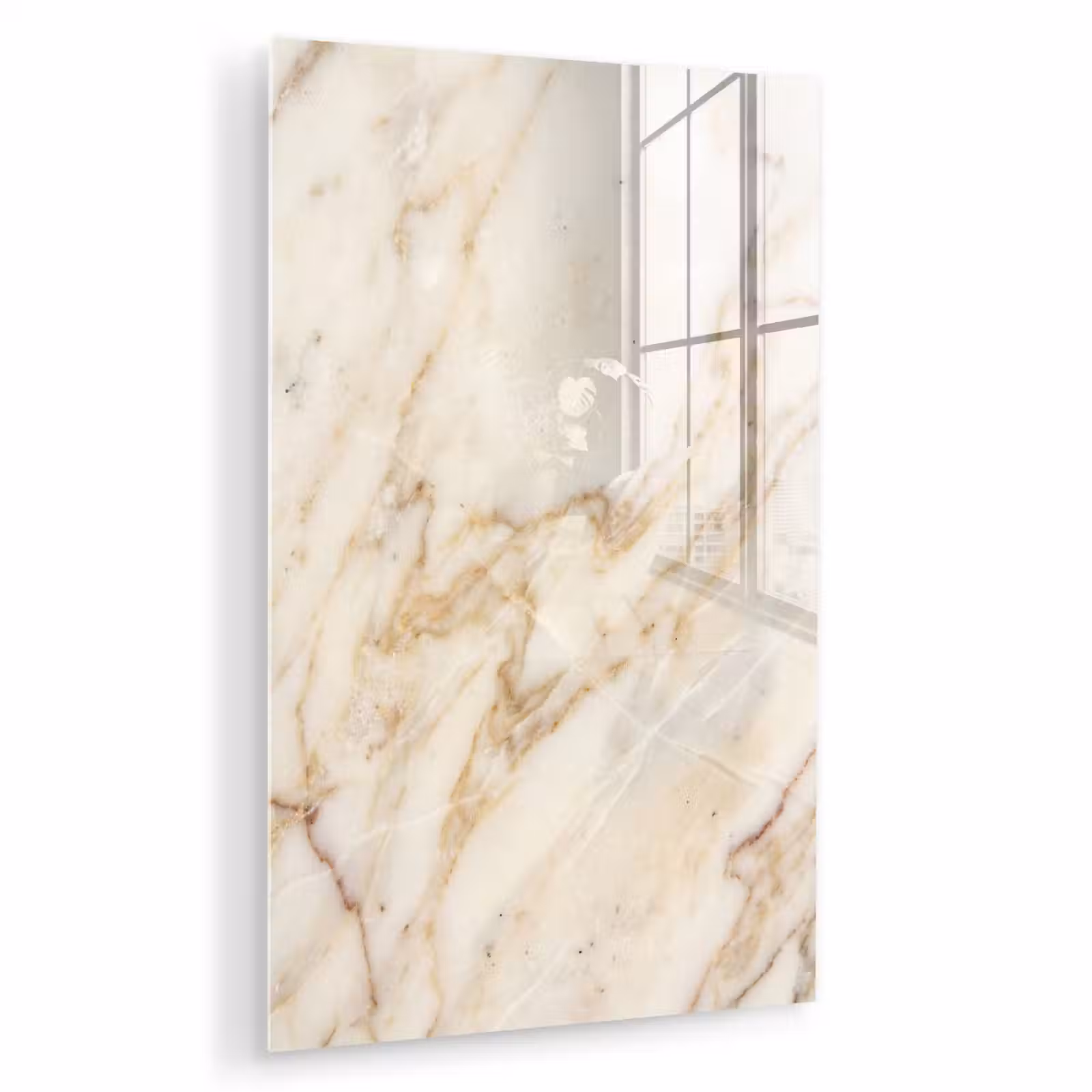 Glas schilderij - Marmer - Ader - Abstract - Wit - Goud — 1