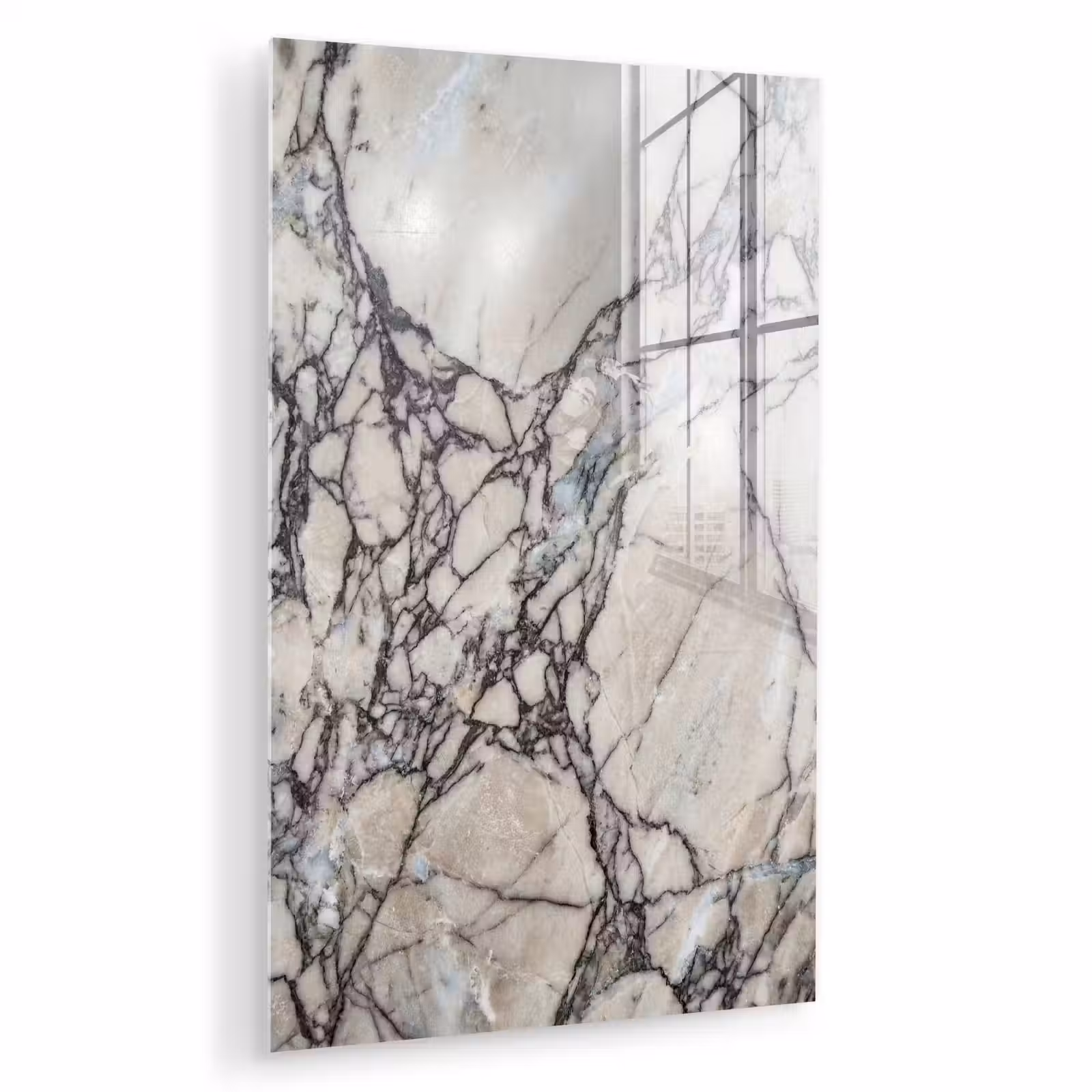 Glas schilderij - Marmer - Aderen - Patroon - Wit - Grijs — 1