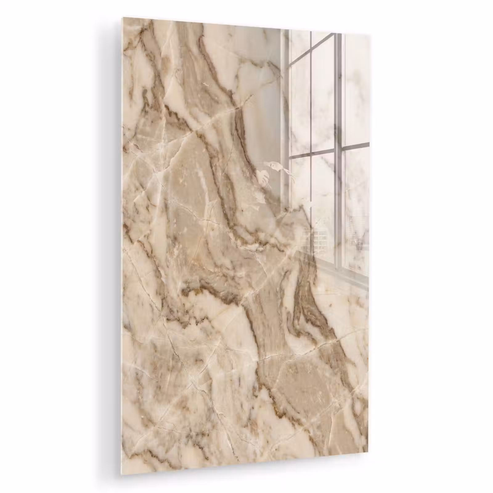 Glas schilderij - Marmer - Aderen - Textuur - Beige - Modern — 1
