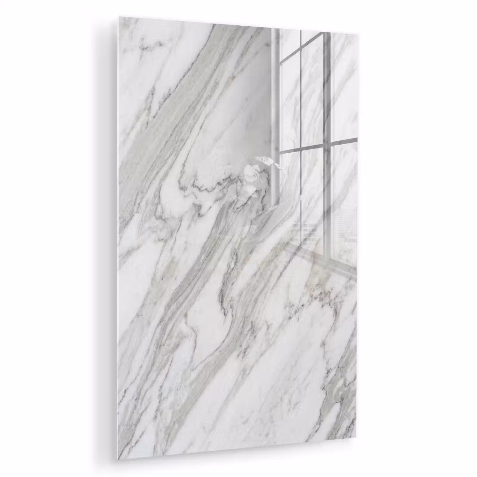 Glas schilderij - Marmer - Wit - Grijs - Structuur - Modern — 1