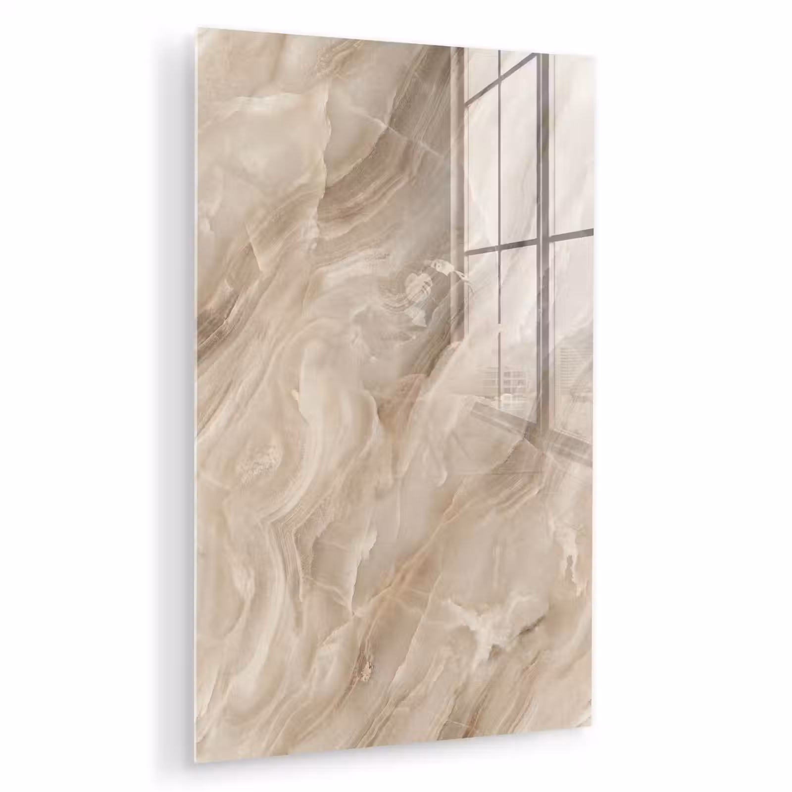 Glas schilderij - Steen - Golvend - Abstract - Beige — 1