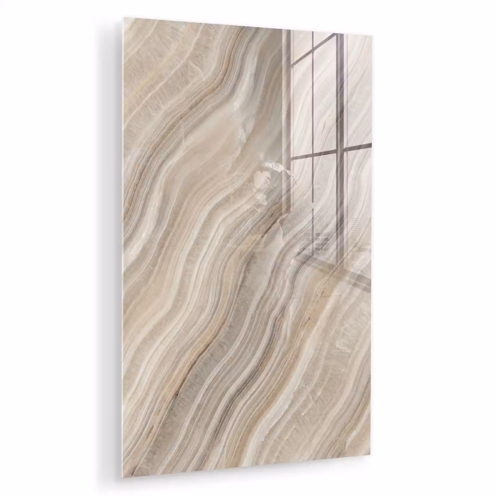 Glas schilderij - Textuur - Golvend - Abstract - Modern - Beige — 1