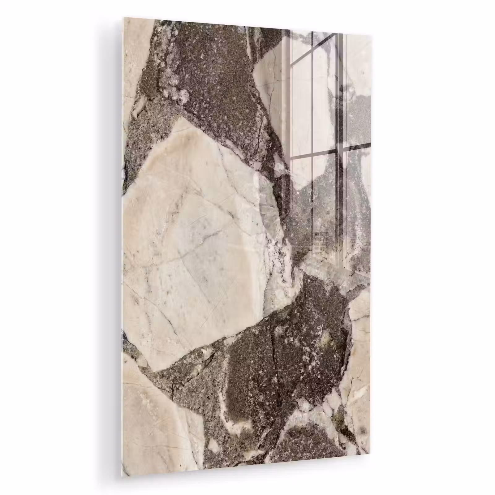 Glas schilderij - Textuur - Marmer - Abstract - Beige - Bruin — 1