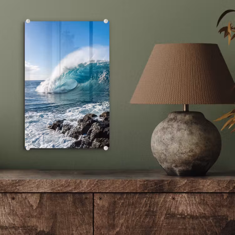 Glas schilderij - Golf - Oceaan - Brekend - Water - Blauw — 4