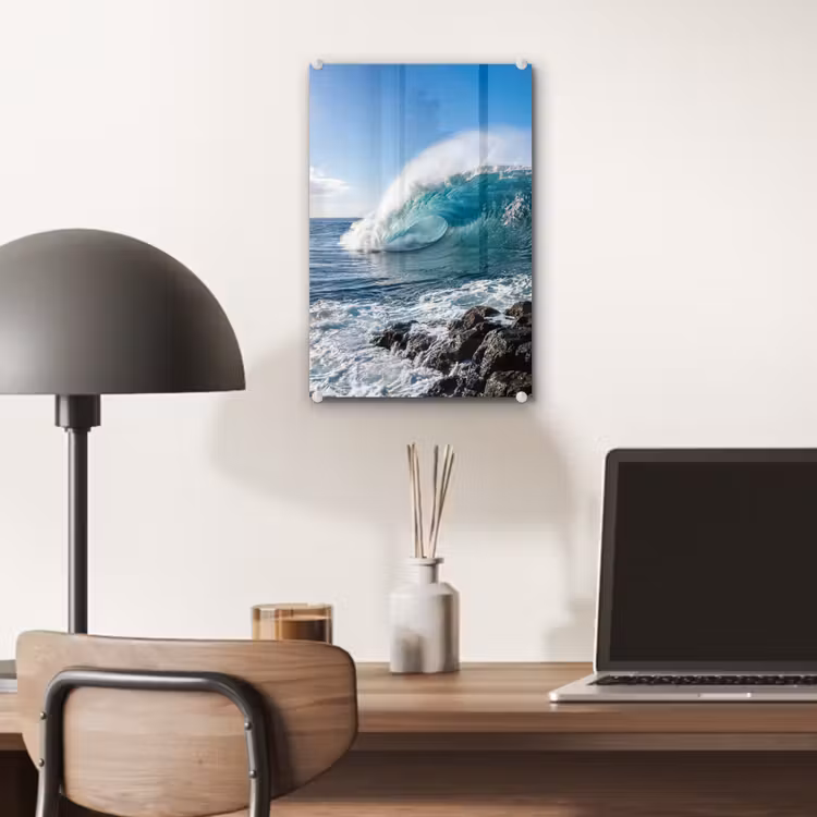 Glas schilderij - Golf - Oceaan - Brekend - Water - Blauw — 7