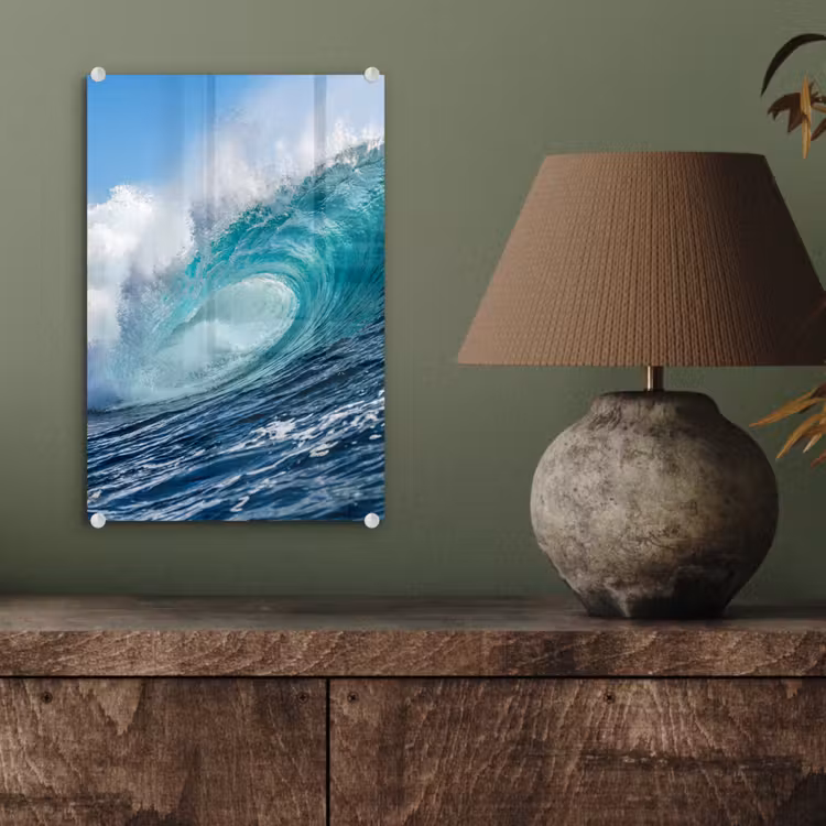 Glas schilderij - Golf - Oceaan - Water - Dynamisch - Blauw — 4