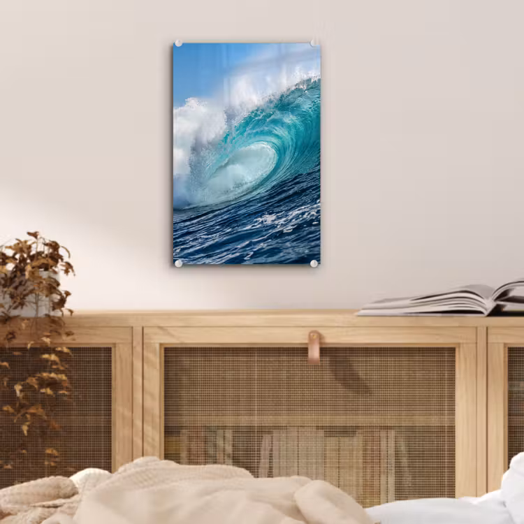 Glas schilderij - Golf - Oceaan - Water - Dynamisch - Blauw — 5