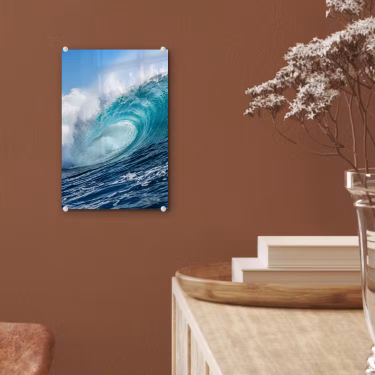 Glas schilderij - Golf - Oceaan - Water - Dynamisch - Blauw — 6