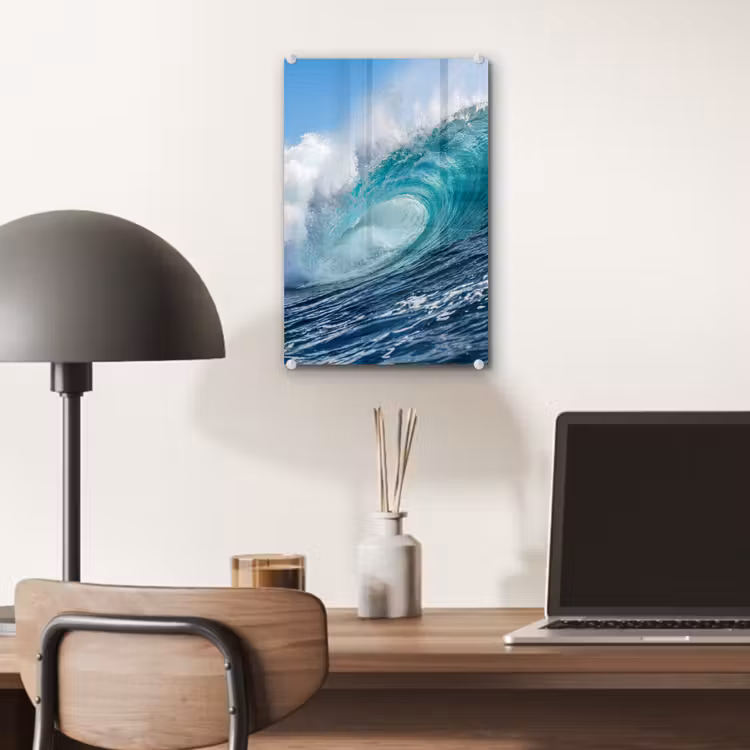 Glas schilderij - Golf - Oceaan - Water - Dynamisch - Blauw — 7