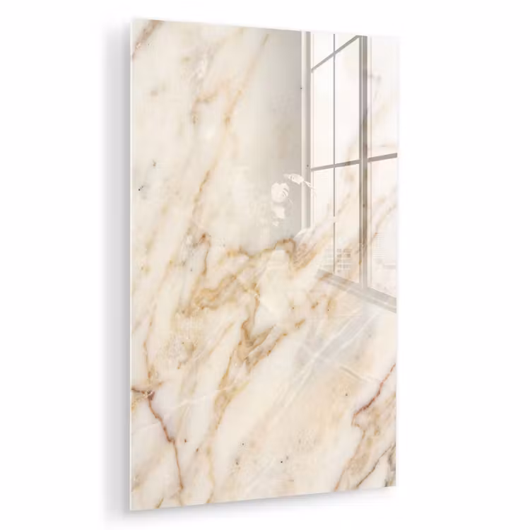 Glas schilderij - Marmer - Ader - Abstract - Wit - Goud — 1