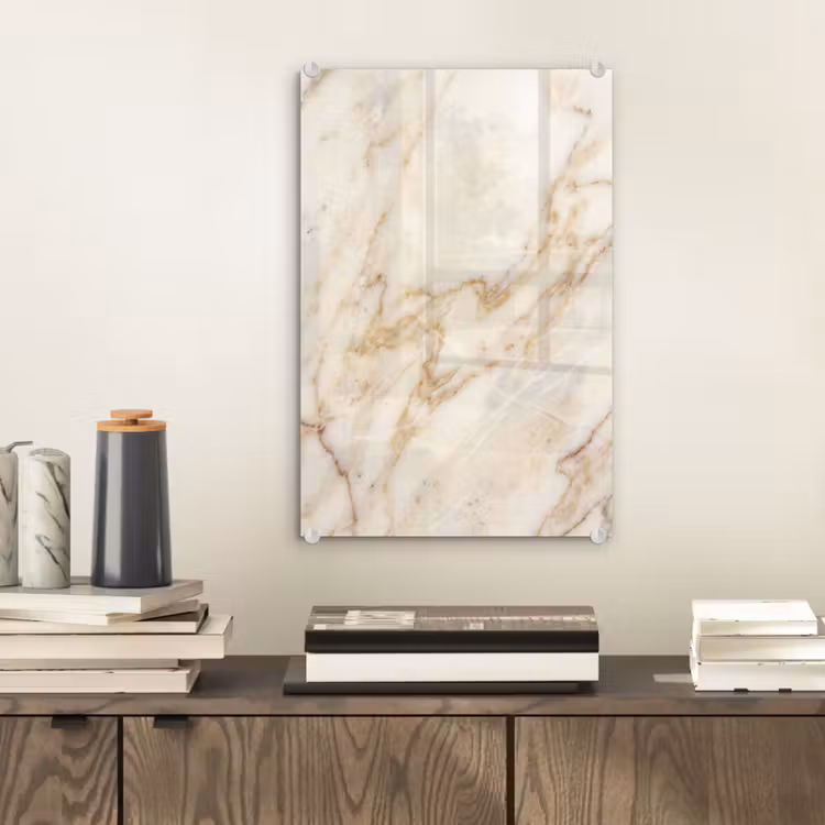 Glas schilderij - Marmer - Ader - Abstract - Wit - Goud — 2