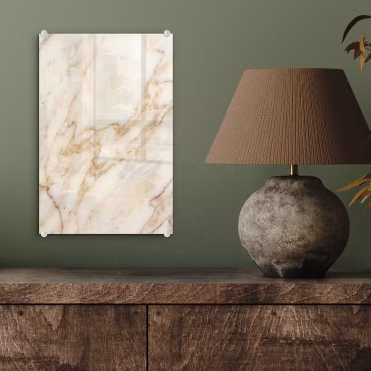 Glas schilderij - Marmer - Ader - Abstract - Wit - Goud — 4