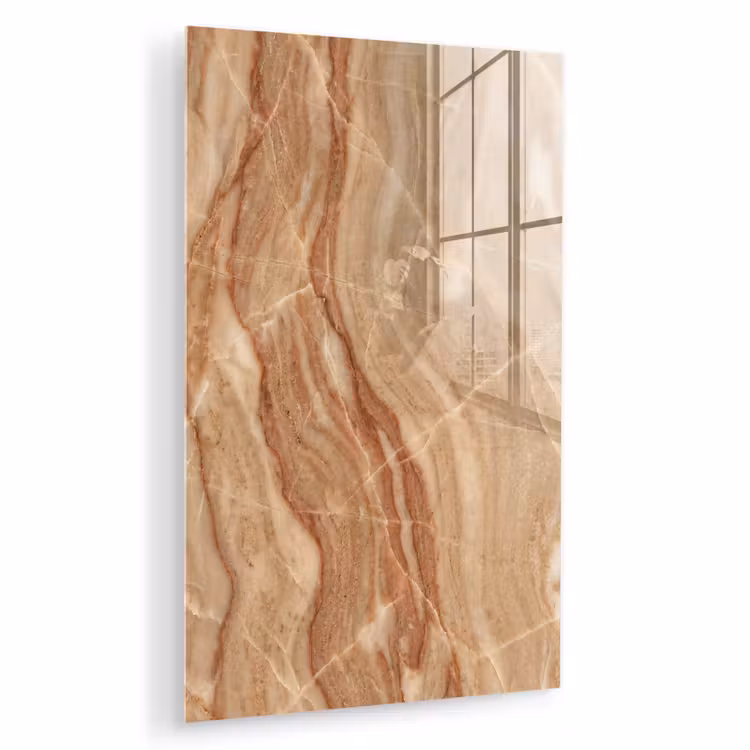 Glas schilderij - Marmer - Ader - Natuur - Abstract - Beige — 1