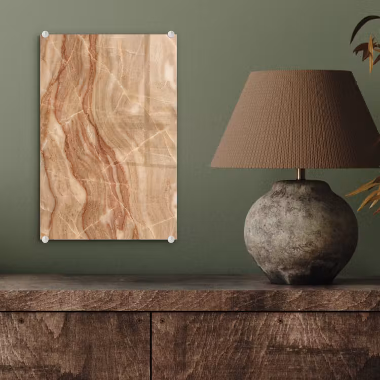Glas schilderij - Marmer - Ader - Natuur - Abstract - Beige — 4