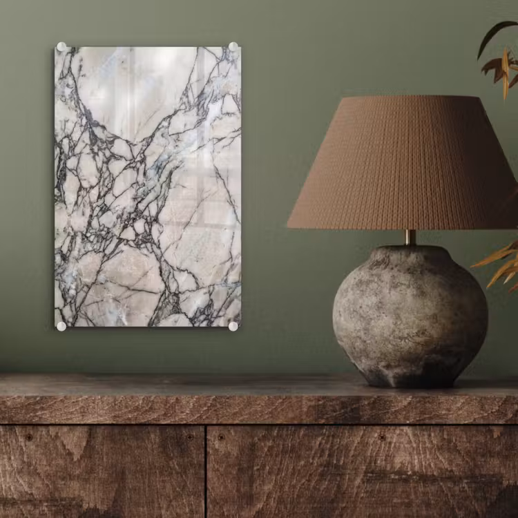 Glas schilderij - Marmer - Aderen - Patroon - Wit - Grijs — 4