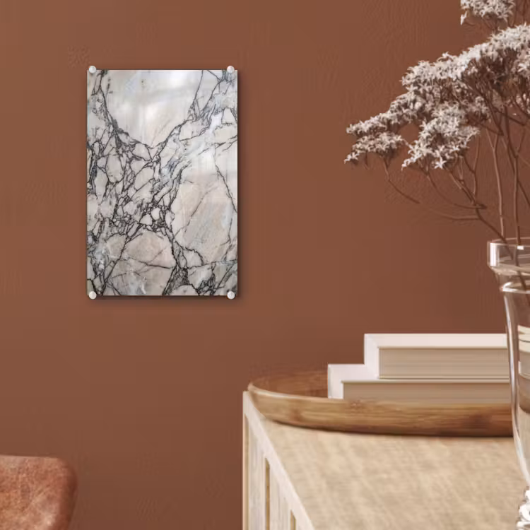 Glas schilderij - Marmer - Aderen - Patroon - Wit - Grijs — 6