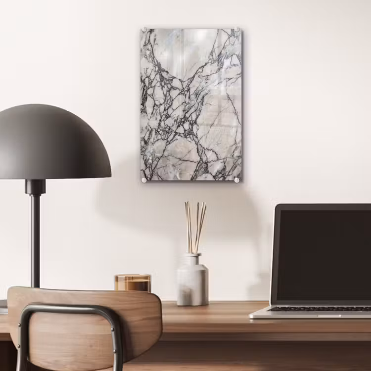 Glas schilderij - Marmer - Aderen - Patroon - Wit - Grijs — 7