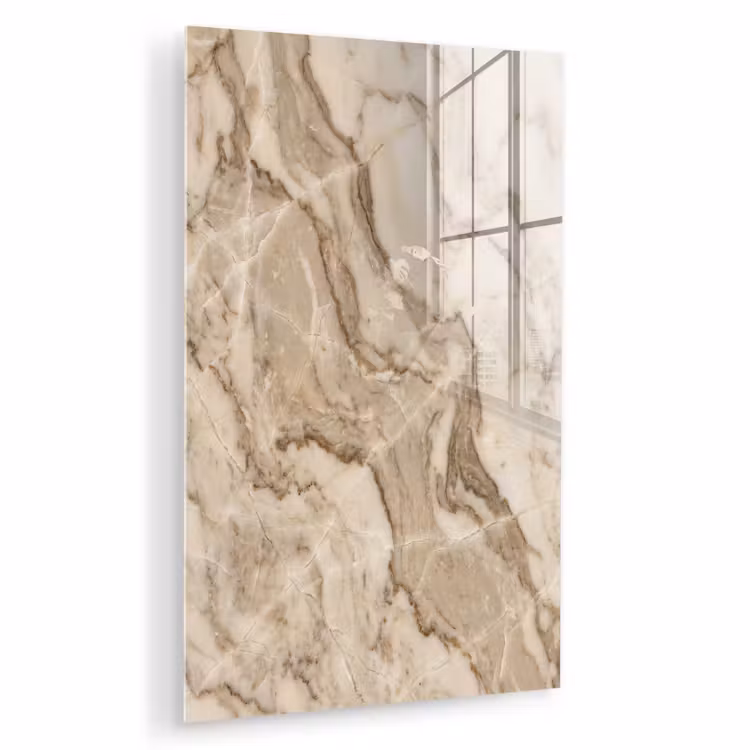 Glas schilderij - Marmer - Aderen - Textuur - Beige - Modern — 1