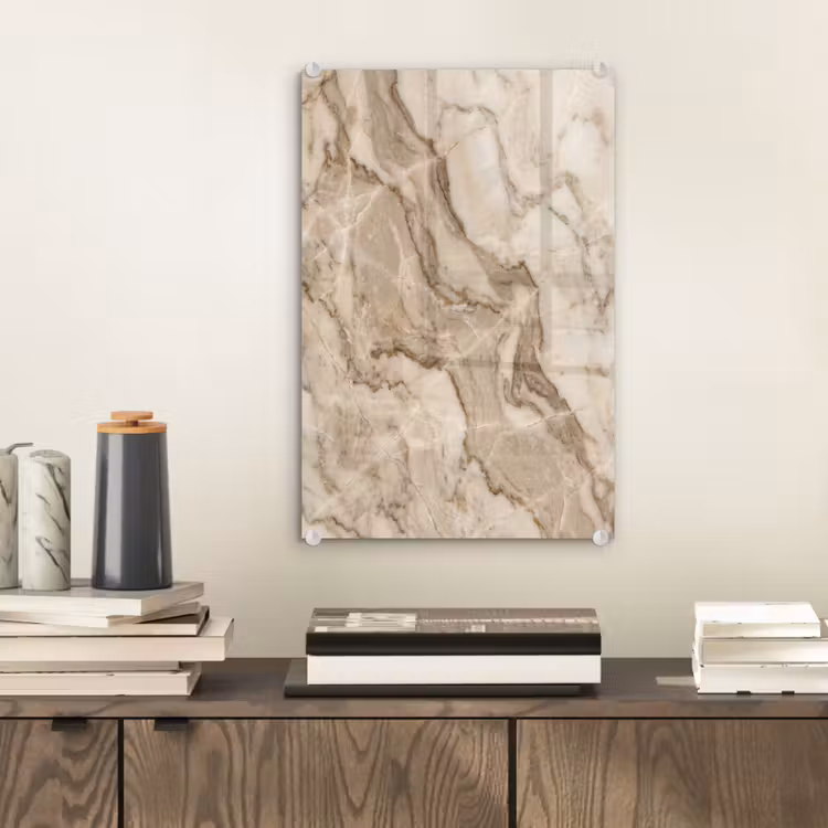 Glas schilderij - Marmer - Aderen - Textuur - Beige - Modern — 2