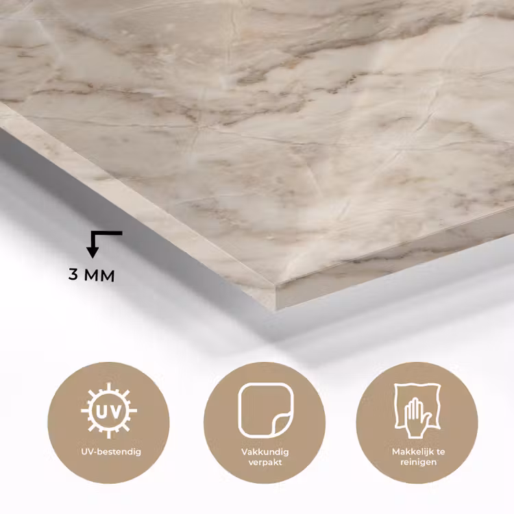 Glas schilderij - Marmer - Aderen - Textuur - Beige - Modern — 3