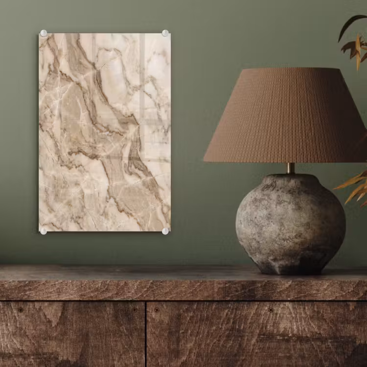 Glas schilderij - Marmer - Aderen - Textuur - Beige - Modern — 4