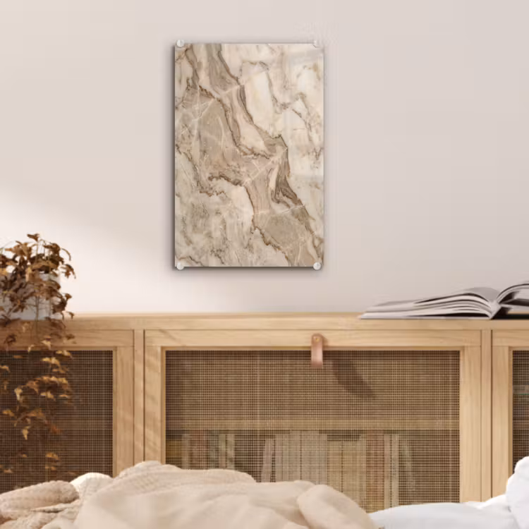 Glas schilderij - Marmer - Aderen - Textuur - Beige - Modern — 5