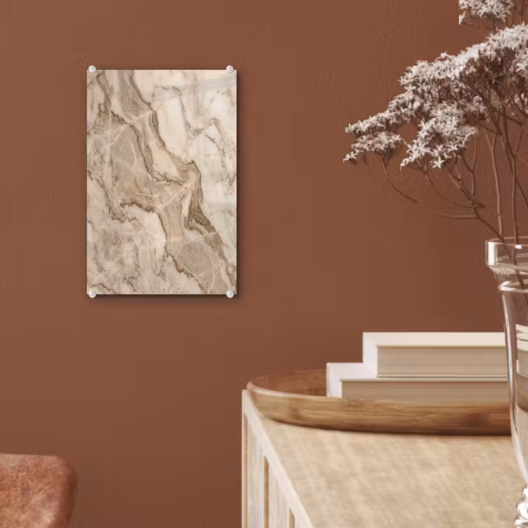 Glas schilderij - Marmer - Aderen - Textuur - Beige - Modern — 6