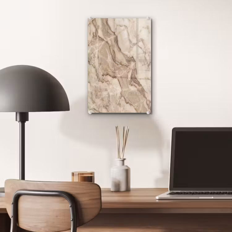Glas schilderij - Marmer - Aderen - Textuur - Beige - Modern — 7