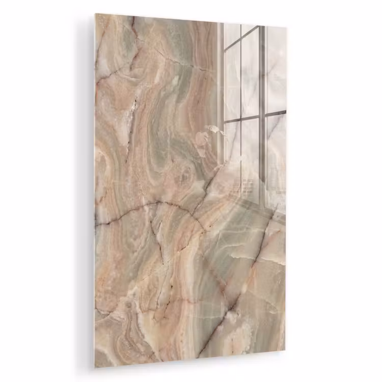 Glas schilderij - Marmer - Patroon - Abstract - Beige - Groen — 1